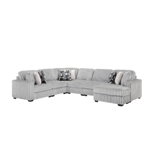 English Elm Snuggle U-shaped Modular Sectional Ribbed Polyester Upholstery for Modern Living Rooms Gray B009S02204