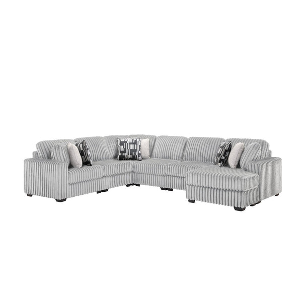 English Elm Snuggle U-shaped Modular Sectional Ribbed Polyester Upholstery for Modern Living Rooms Gray B009S02204