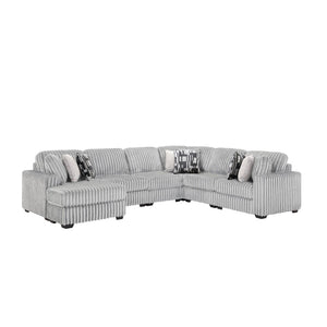 English Elm Snuggle U-shaped Modular Sectional Ribbed Polyester Upholstery for Modern Living Rooms Gray B009S02204