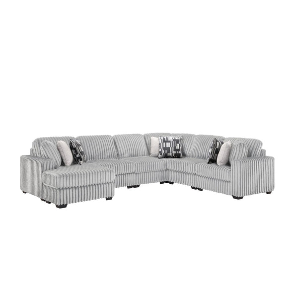 English Elm Snuggle U-shaped Modular Sectional Ribbed Polyester Upholstery for Modern Living Rooms Gray B009S02204