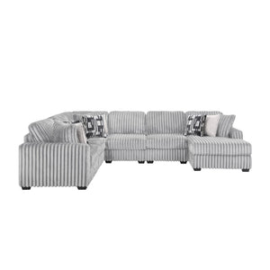 English Elm Snuggle U-shaped Modular Sectional Ribbed Polyester Upholstery for Modern Living Rooms Gray B009S02204
