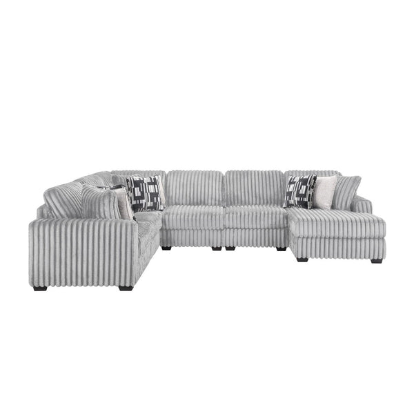 English Elm Snuggle U-shaped Modular Sectional Ribbed Polyester Upholstery for Modern Living Rooms Gray B009S02204