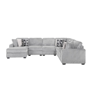 English Elm Snuggle U-shaped Modular Sectional Ribbed Polyester Upholstery for Modern Living Rooms Gray B009S02204