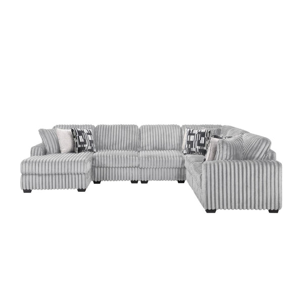 English Elm Snuggle U-shaped Modular Sectional Ribbed Polyester Upholstery for Modern Living Rooms Gray B009S02204