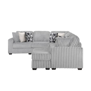 English Elm Snuggle U-shaped Modular Sectional Ribbed Polyester Upholstery for Modern Living Rooms Gray B009S02204