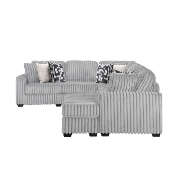 English Elm Snuggle U-shaped Modular Sectional Ribbed Polyester Upholstery for Modern Living Rooms Gray B009S02204