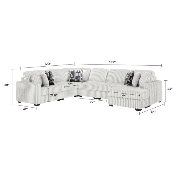 English Elm Snuggle U-shaped Modular Sectional Ribbed Polyester Upholstery for Modern Living Rooms Cream B009S02205