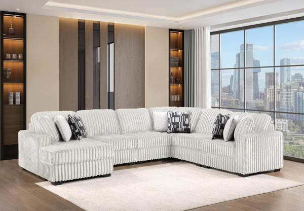 English Elm Snuggle U-shaped Modular Sectional Ribbed Polyester Upholstery for Modern Living Rooms Cream B009S02205