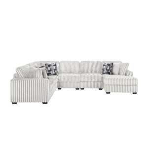 English Elm Snuggle U-shaped Modular Sectional Ribbed Polyester Upholstery for Modern Living Rooms Cream B009S02205