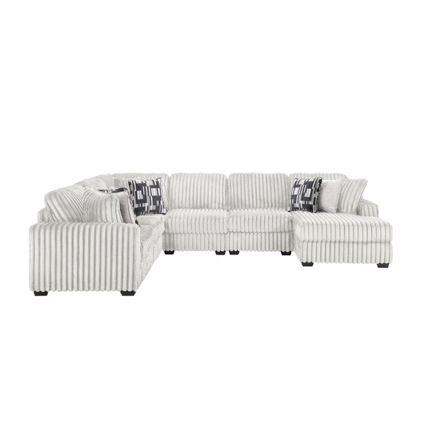 English Elm Snuggle U-shaped Modular Sectional Ribbed Polyester Upholstery for Modern Living Rooms Cream B009S02205