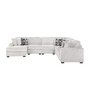 English Elm Snuggle U-shaped Modular Sectional Ribbed Polyester Upholstery for Modern Living Rooms Cream B009S02205