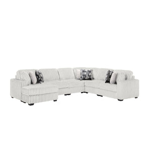 English Elm Snuggle U-shaped Modular Sectional Ribbed Polyester Upholstery for Modern Living Rooms Cream B009S02205