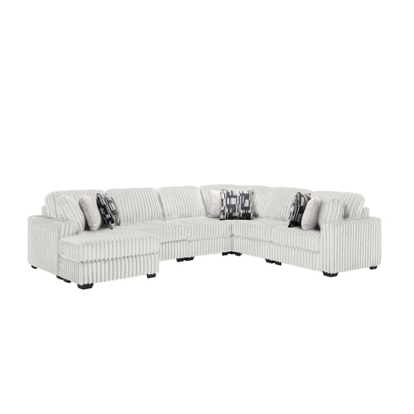 English Elm Snuggle U-shaped Modular Sectional Ribbed Polyester Upholstery for Modern Living Rooms Cream B009S02205