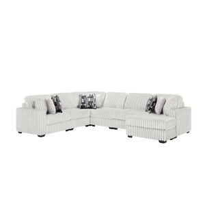 English Elm Snuggle U-shaped Modular Sectional Ribbed Polyester Upholstery for Modern Living Rooms Cream B009S02205