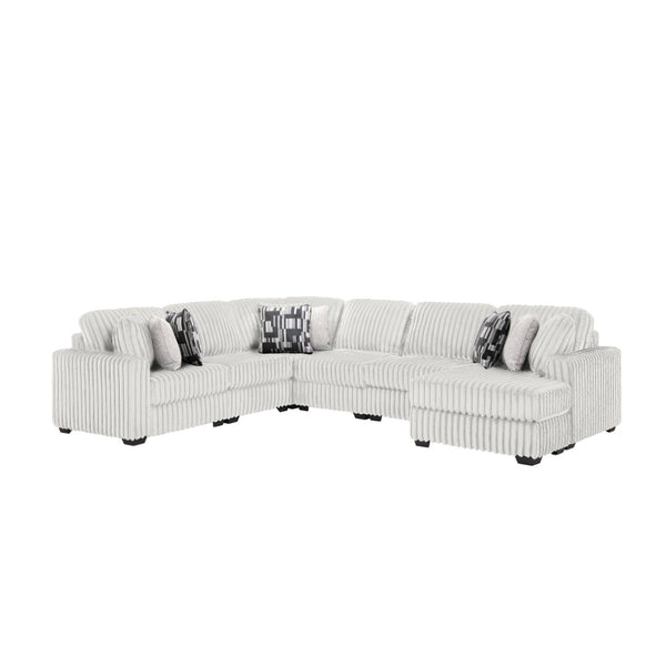 English Elm Snuggle U-shaped Modular Sectional Ribbed Polyester Upholstery for Modern Living Rooms Cream B009S02205