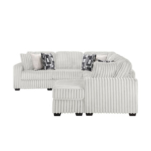 English Elm Snuggle U-shaped Modular Sectional Ribbed Polyester Upholstery for Modern Living Rooms Cream B009S02205