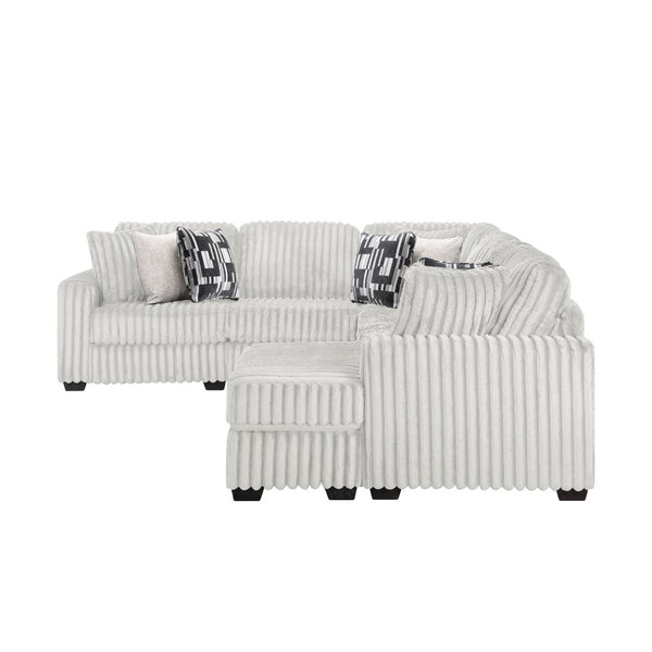 English Elm Snuggle U-shaped Modular Sectional Ribbed Polyester Upholstery for Modern Living Rooms Cream B009S02205