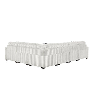 English Elm Snuggle U-shaped Modular Sectional Ribbed Polyester Upholstery for Modern Living Rooms Cream B009S02205