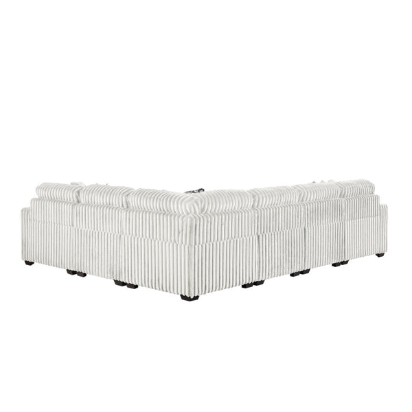 English Elm Snuggle U-shaped Modular Sectional Ribbed Polyester Upholstery for Modern Living Rooms Cream B009S02205