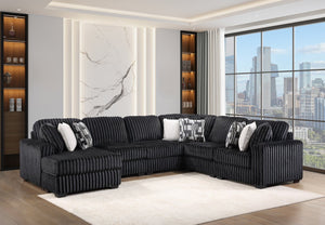 English Elm Snuggle U-shaped Modular Sectional Ribbed Velvet Polyester Deep Seat Living Room Sofa B009S02206