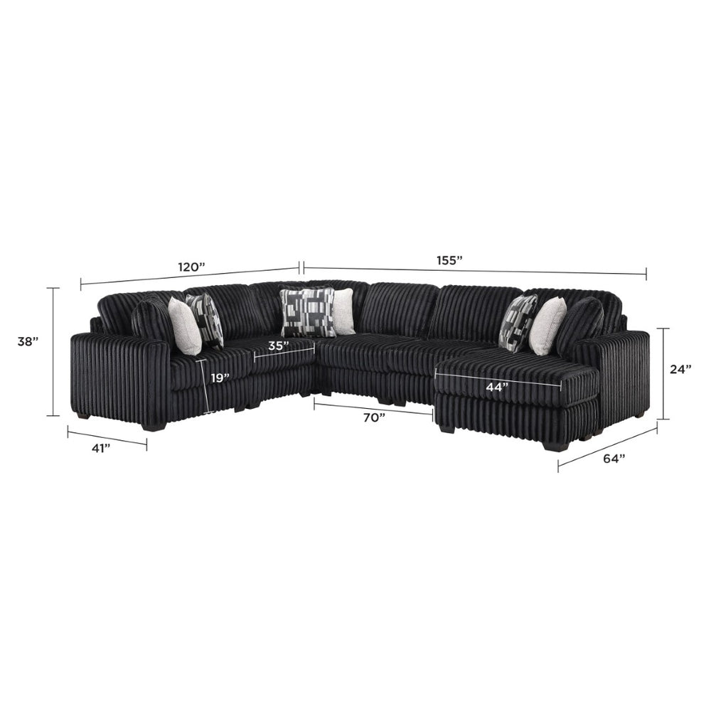 English Elm Snuggle U-shaped Modular Sectional Ribbed Velvet Polyester Deep Seat Living Room Sofa B009S02206