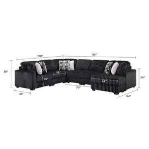 English Elm Snuggle U-shaped Modular Sectional Ribbed Velvet Polyester Deep Seat Living Room Sofa B009S02206