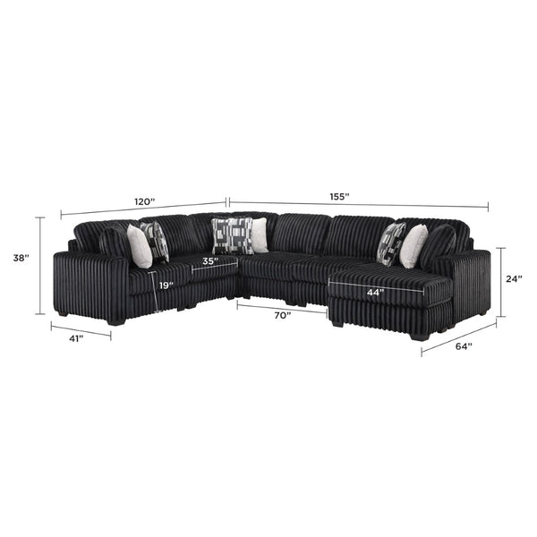 English Elm Snuggle U-shaped Modular Sectional Ribbed Velvet Polyester Deep Seat Living Room Sofa B009S02206