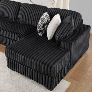 English Elm Snuggle U-shaped Modular Sectional Ribbed Velvet Polyester Deep Seat Living Room Sofa B009S02206