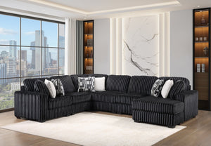 English Elm Snuggle U-shaped Modular Sectional Ribbed Velvet Polyester Deep Seat Living Room Sofa B009S02206
