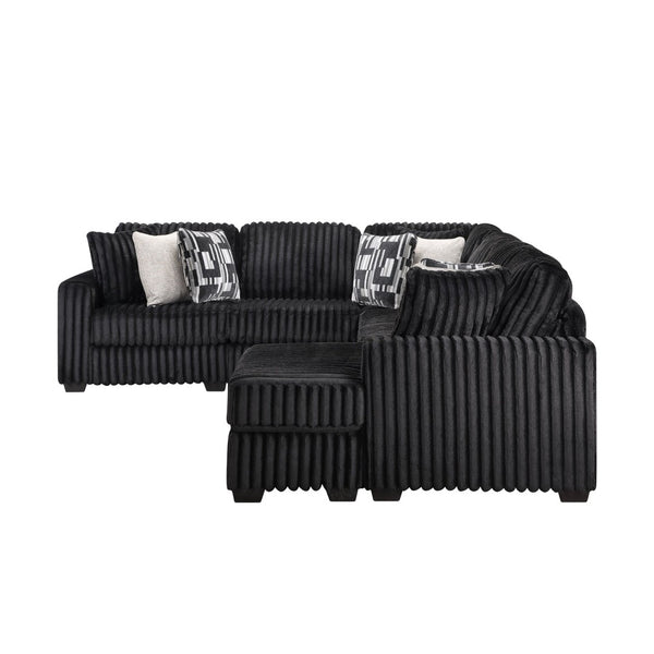 English Elm Snuggle U-shaped Modular Sectional Ribbed Velvet Polyester Deep Seat Living Room Sofa B009S02206