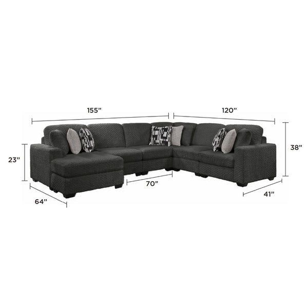 English Elm Maxwell L-shaped Sectional Sofa Low Profile Contemporary Upholstered Living Room Seating Gray B009S02207