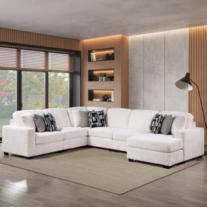 English Elm Maxwell L-shaped Sectional Sofa Low Profile Contemporary Upholstered Living Room Seating Cream B009S02208