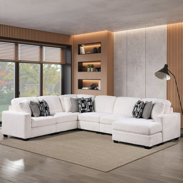 English Elm Maxwell L-shaped Sectional Sofa Low Profile Contemporary Upholstered Living Room Seating Cream B009S02208