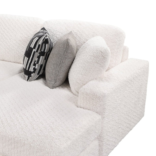 English Elm Maxwell L-shaped Sectional Sofa Low Profile Contemporary Upholstered Living Room Seating Cream B009S02208