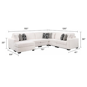 English Elm Maxwell L-shaped Sectional Sofa Low Profile Contemporary Upholstered Living Room Seating Cream B009S02208