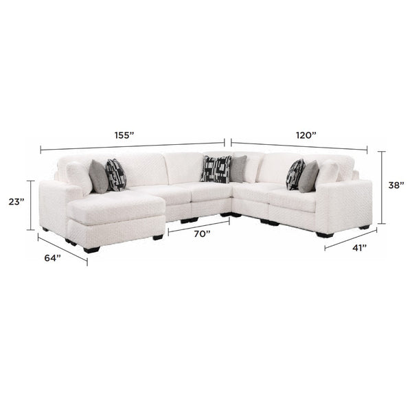 English Elm Maxwell L-shaped Sectional Sofa Low Profile Contemporary Upholstered Living Room Seating Cream B009S02208