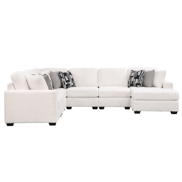 English Elm Maxwell L-shaped Sectional Sofa Low Profile Contemporary Upholstered Living Room Seating Cream B009S02208