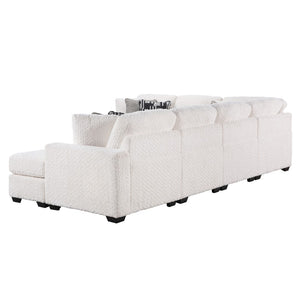 English Elm Maxwell L-shaped Sectional Sofa Low Profile Contemporary Upholstered Living Room Seating Cream B009S02208
