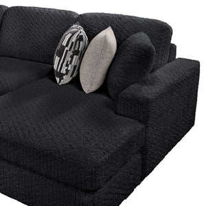 English Elm Maxwell L-shaped Sectional Sofa Low Profile Contemporary Upholstered Living Room Seating Black B009S02209