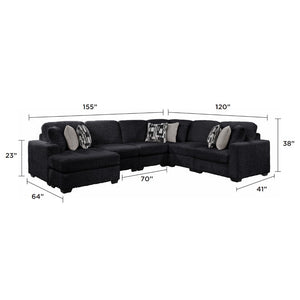 English Elm Maxwell L-shaped Sectional Sofa Low Profile Contemporary Upholstered Living Room Seating Black B009S02209