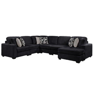 English Elm Maxwell L-shaped Sectional Sofa Low Profile Contemporary Upholstered Living Room Seating Black B009S02209