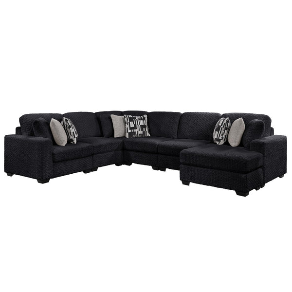 English Elm Maxwell L-shaped Sectional Sofa Low Profile Contemporary Upholstered Living Room Seating Black B009S02209