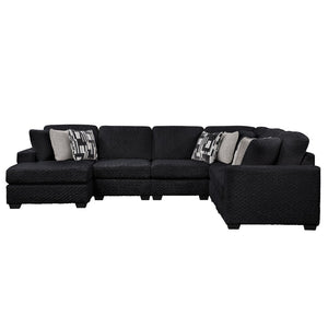 English Elm Maxwell L-shaped Sectional Sofa Low Profile Contemporary Upholstered Living Room Seating Black B009S02209