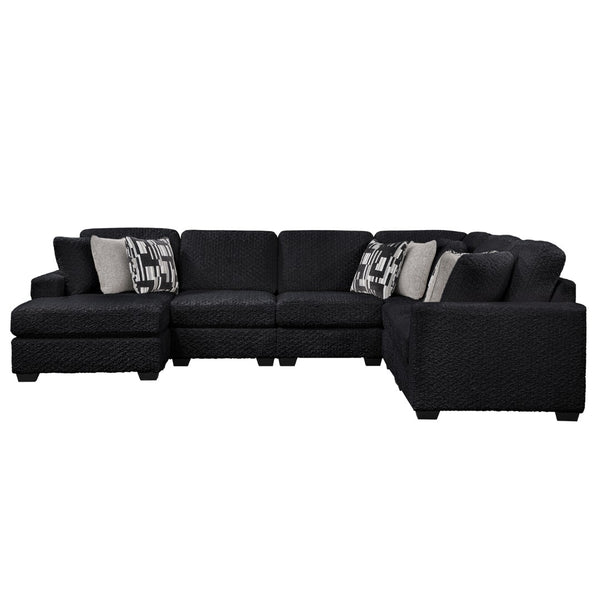 English Elm Maxwell L-shaped Sectional Sofa Low Profile Contemporary Upholstered Living Room Seating Black B009S02209