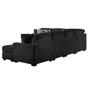 English Elm Maxwell L-shaped Sectional Sofa Low Profile Contemporary Upholstered Living Room Seating Black B009S02209