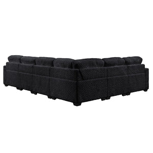 English Elm Maxwell L-shaped Sectional Sofa Low Profile Contemporary Upholstered Living Room Seating Black B009S02209