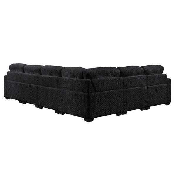 English Elm Maxwell L-shaped Sectional Sofa Low Profile Contemporary Upholstered Living Room Seating Black B009S02209