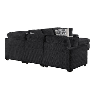 English Elm Maxwell L-shaped Sectional Sofa Low Profile Contemporary Upholstered Living Room Seating Black B009S02209