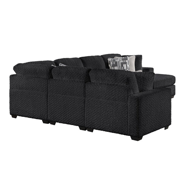 English Elm Maxwell L-shaped Sectional Sofa Low Profile Contemporary Upholstered Living Room Seating Black B009S02209