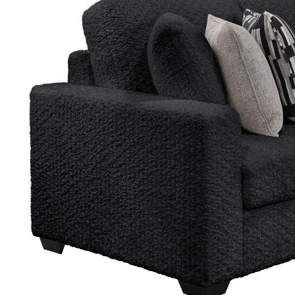 English Elm Maxwell L-shaped Sectional Sofa Low Profile Contemporary Upholstered Living Room Seating Black B009S02209